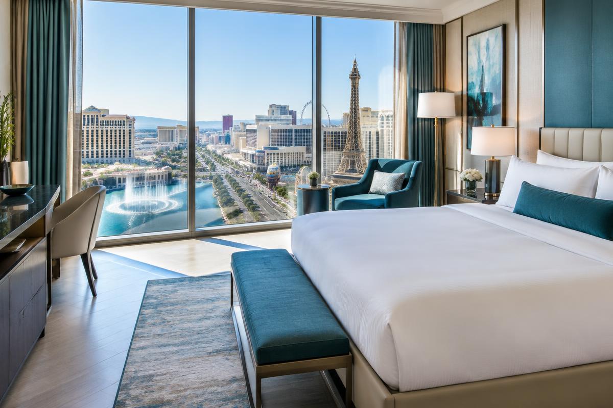 Chambre d’hôtel avec vue sur Las Vegas — illustration